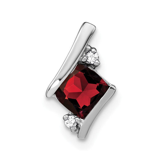 sterling silver antique cushion garnet and real diamond pendant pm7398 ga 002 ssa