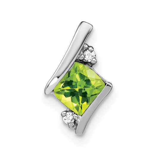 sterling silver antique cushion peridot and real diamond pendant pm7398 pe 002 ssa
