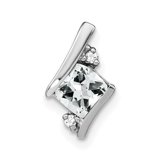 sterling silver antique cushion white topaz and real diamond pendant pm7398 wt 002 ssa