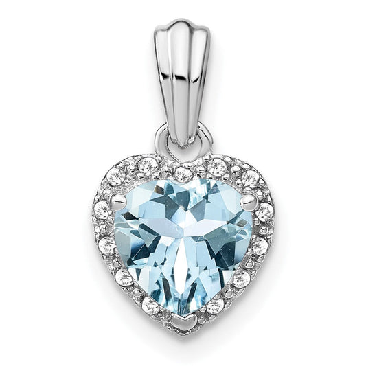 sterling silver aquamarine and real diamond pendant pm7400 aq 007 ssa
