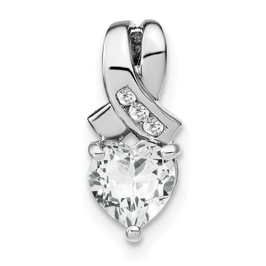 sterling silver white topaz and real diamond pendant pm7401 wt 003 ssa