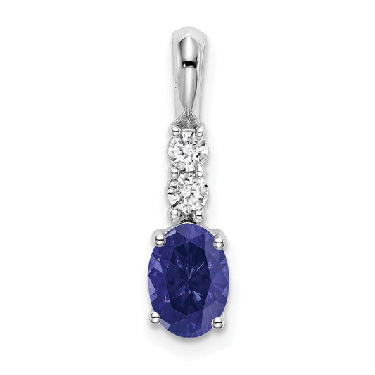 14k white gold oval created sapphire and real diamond pendant pm7406 csa 013 wa
