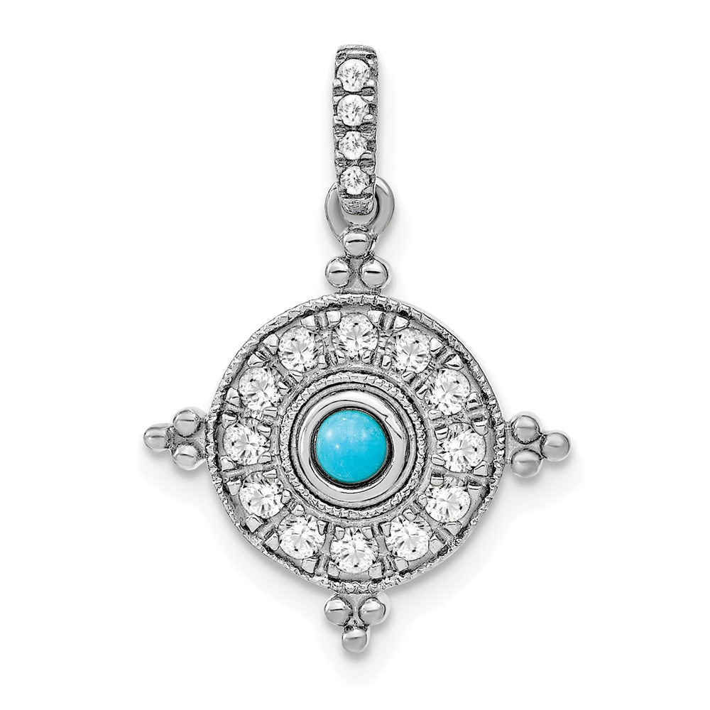 14k white gold turquoise and white topaz pendant pm7422 btq w