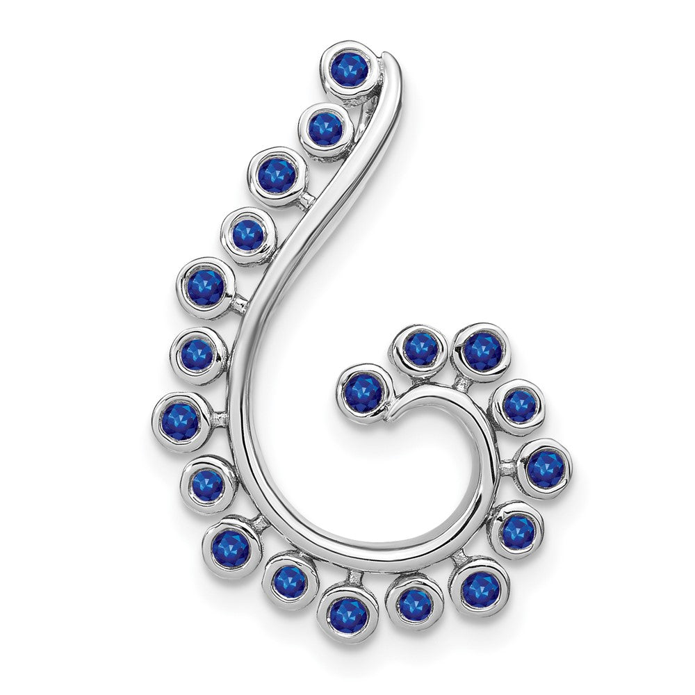 14k white gold sapphire swirl chain slide pm7451 sa w