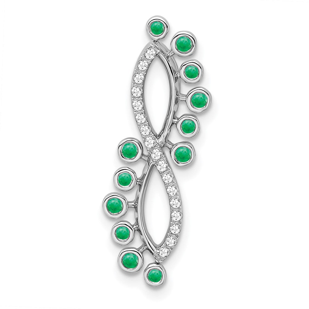 14k white gold emerald and real diamond infinity chain slide pm7452 em 10 wa