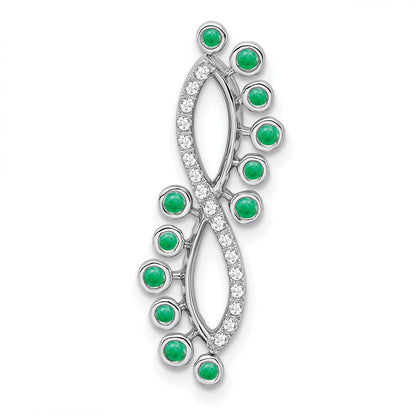 14k white gold emerald and real diamond infinity chain slide pm7452 em 10 wa