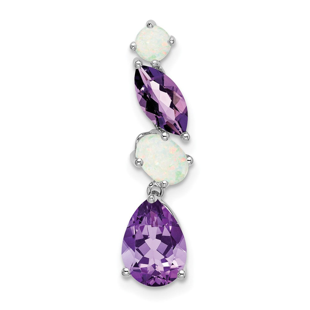 14k white gold amethyst and opal chain slide pm7458 am op w