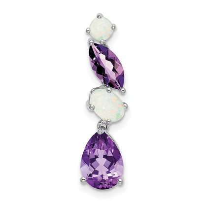 14k white gold amethyst and opal chain slide pm7458 am op w
