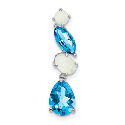 14k white gold blue topaz and opal chain slide pm7458 bt op w