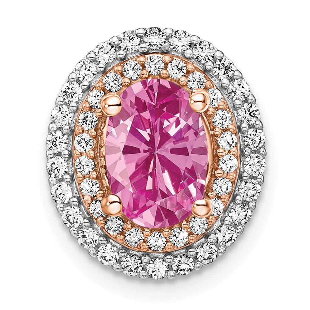 14k two tone gold lab grown real diamond created pink sapphire pendant pm7500 cps 050 wrlg