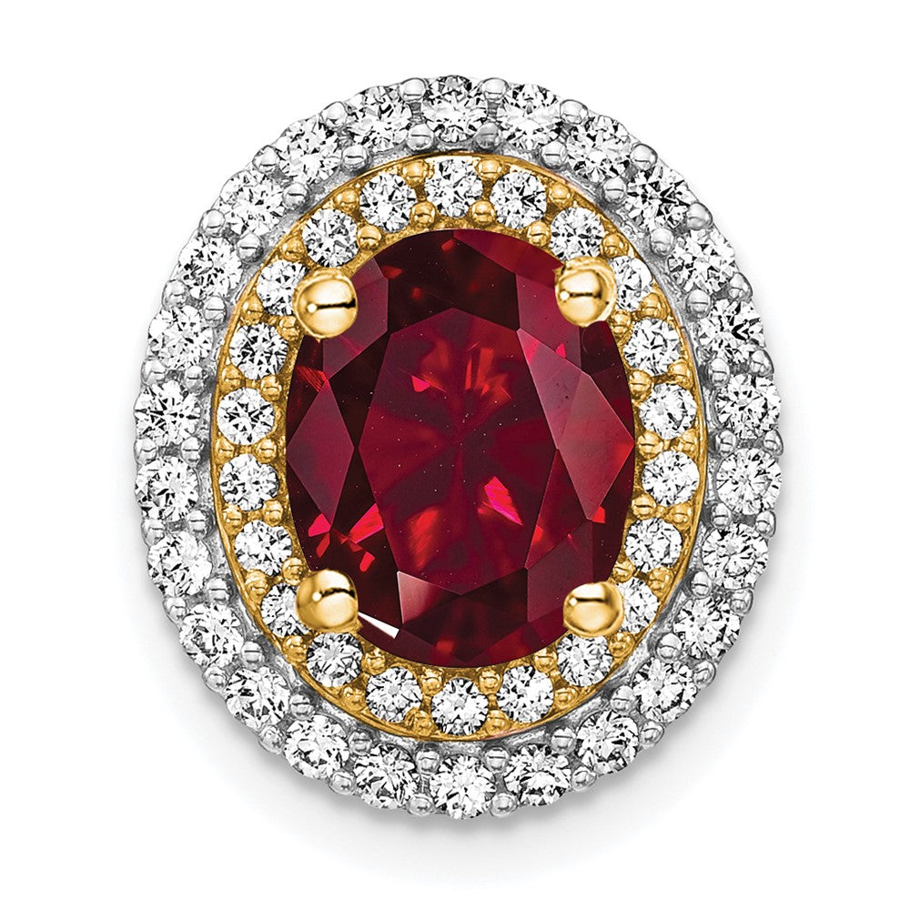 14k two tone gold lab grown real diamond created ruby pendant pm7500 cru 050 wylg