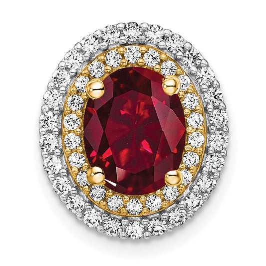 14k two tone gold lab grown real diamond created ruby pendant pm7500 cru 050 wylg