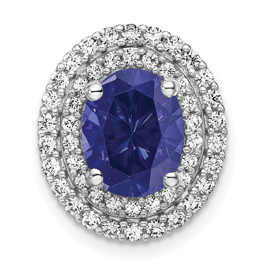 14k white goldlab grown real diamond created blue sapphire pendant pm7500 csa 050 wlg