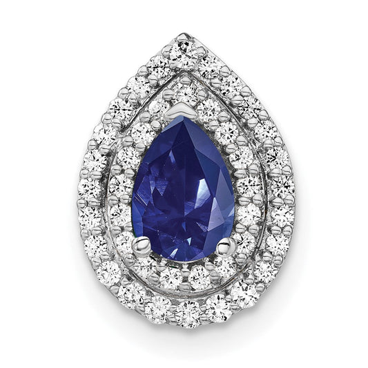 14k white goldlab grown real diamond created blue sapphire pendant pm7502 csa 052 wlg
