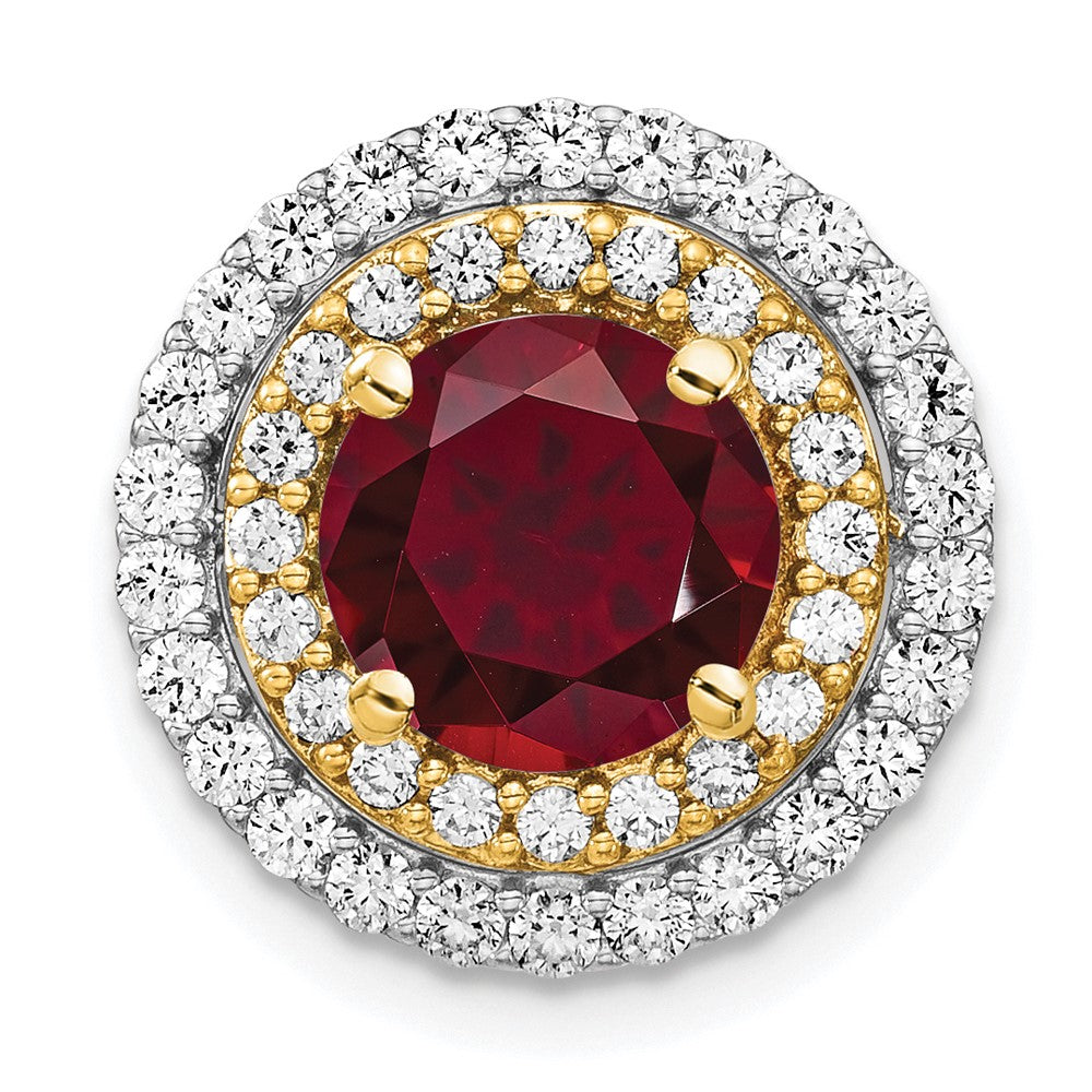 14k two tone gold lab grown real diamond created ruby pendant pm7503 cru 063 wylg