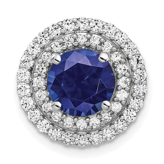 14k white goldlab grown real diamond created blue sapphire pendant pm7503 csa 063 wlg