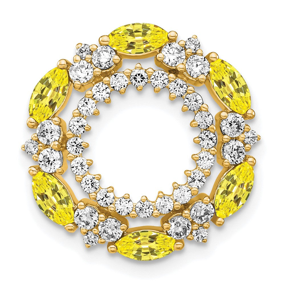14k yellow gold lab grown real diamond created yellow sapphire pendant pm7513 cys 065 ylg
