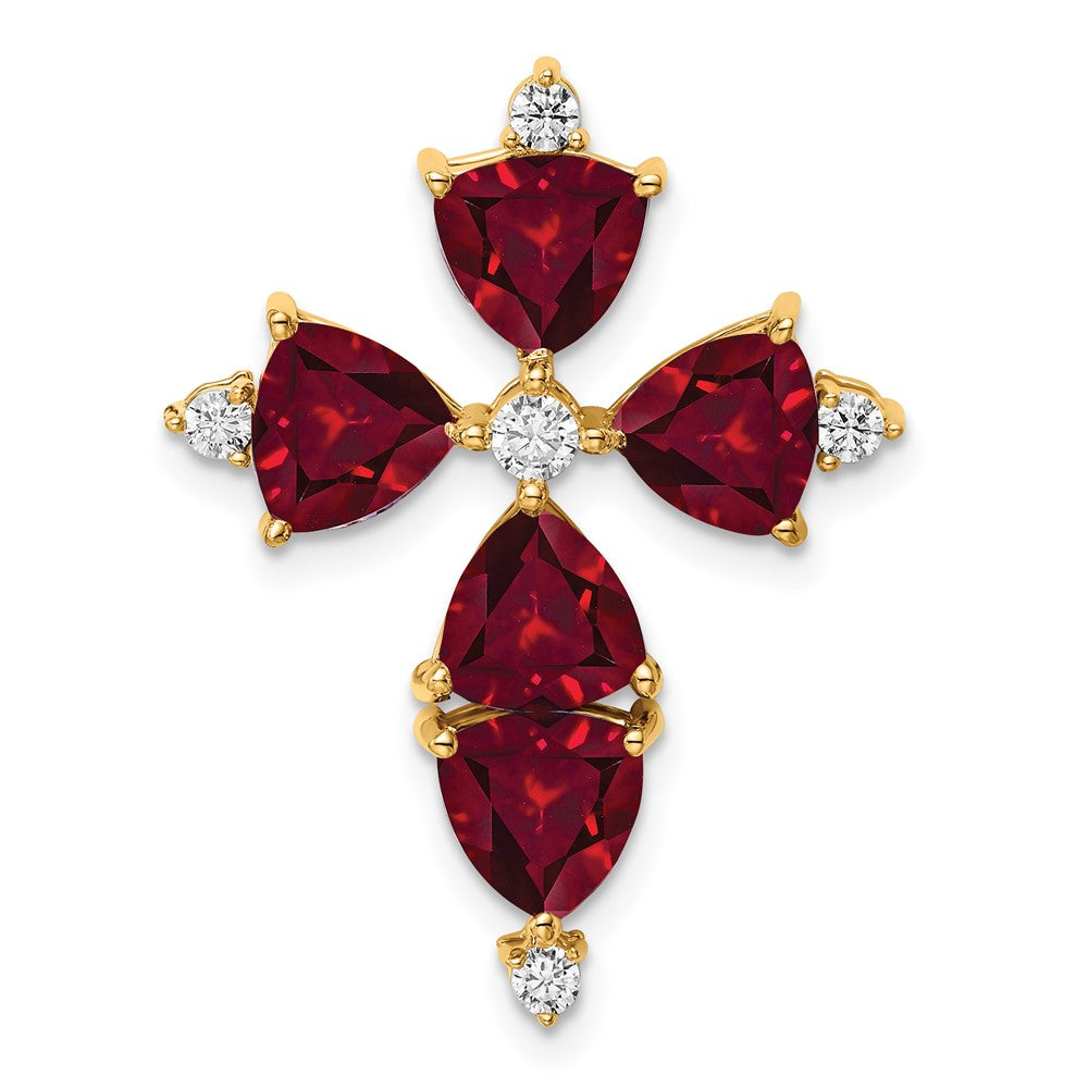 14k yellow gold lab grown real diamond created ruby pendant pm7514 cru 020 ylg