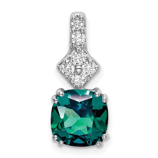 14k white goldlab grown real diamond created alexandrite pendant pm7515 cax 020 wlg