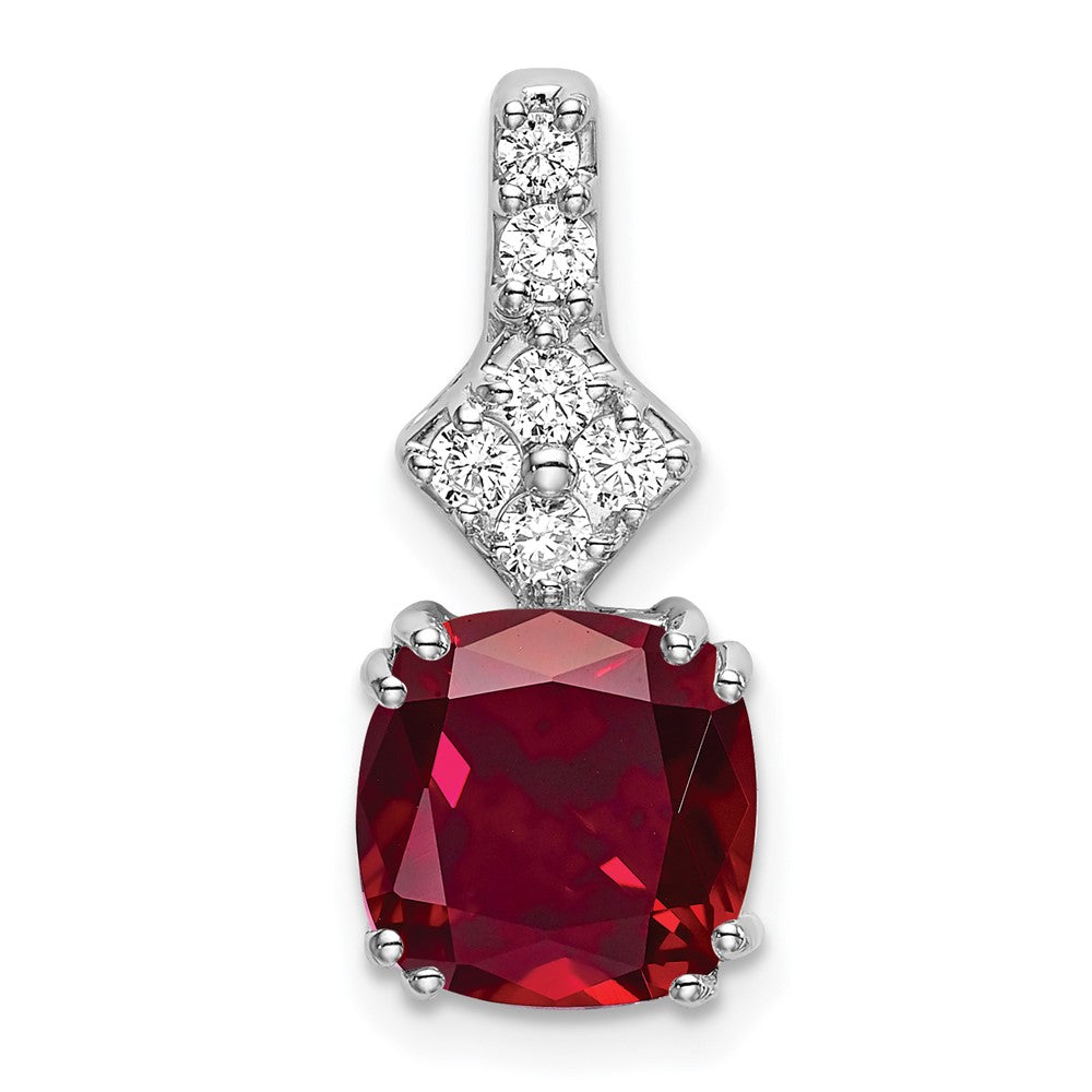 14k white goldlab grown real diamond created ruby pendant pm7515 cru 020 wlg