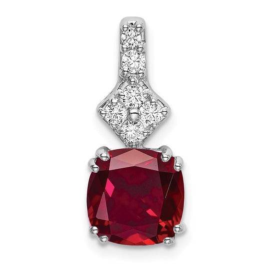 14k white goldlab grown real diamond created ruby pendant pm7515 cru 020 wlg