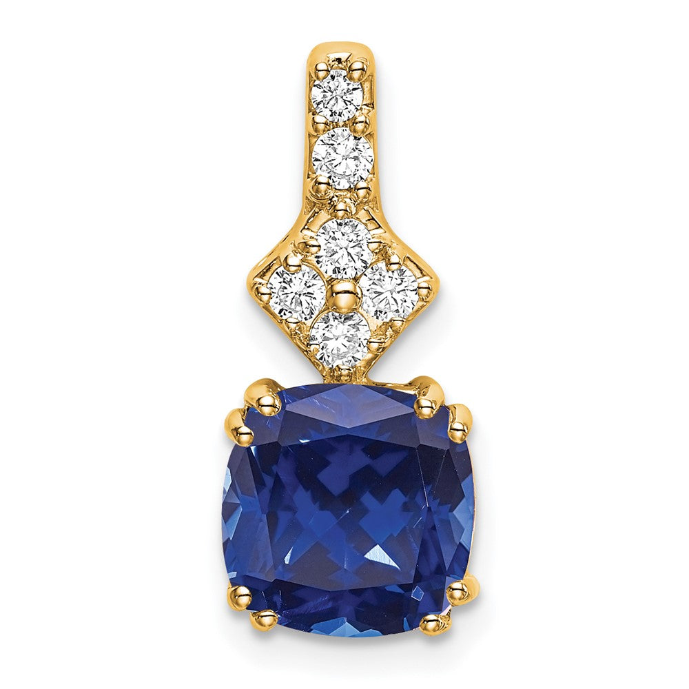 14k yellow gold lab grown real diamond created blue sapphire pendant pm7515 csa 020 ylg