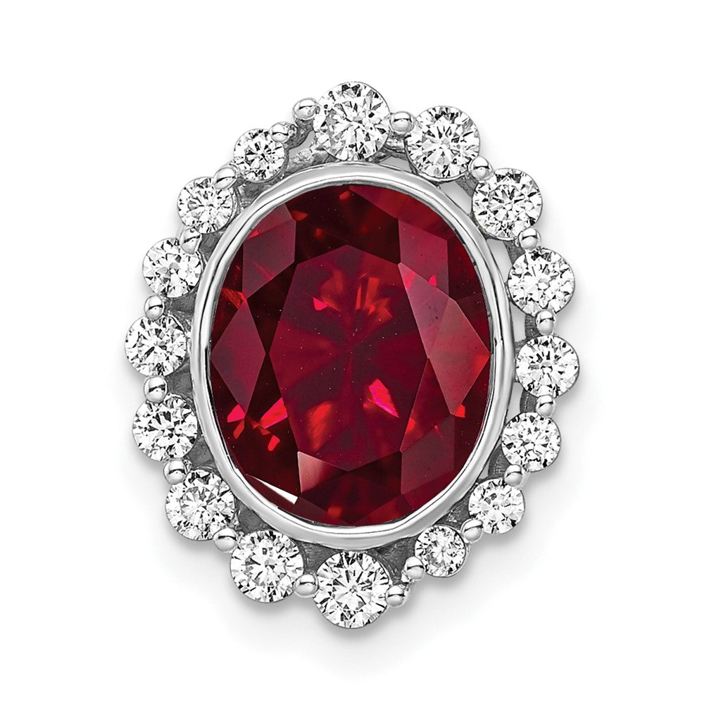 14k white goldlab grown real diamond si1 si2 g h i lab created ruby oval pendant pm7985 cru 046 wlg