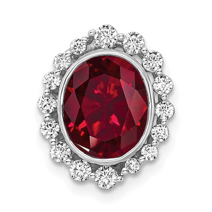 14k white goldlab grown real diamond si1 si2 g h i lab created ruby oval pendant pm7985 cru 046 wlg