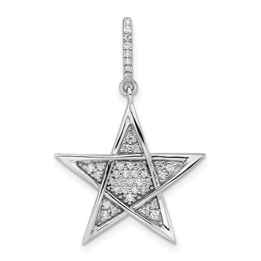 14k white gold polished star pendant pm8110 023 wa