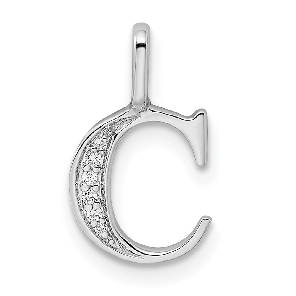 14k white gold real diamond letter c initial pendant pm8365c 002 wa