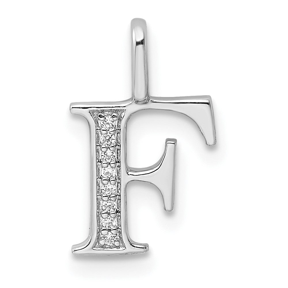 14k white gold real diamond letter f initial pendant pm8365f 003 wa