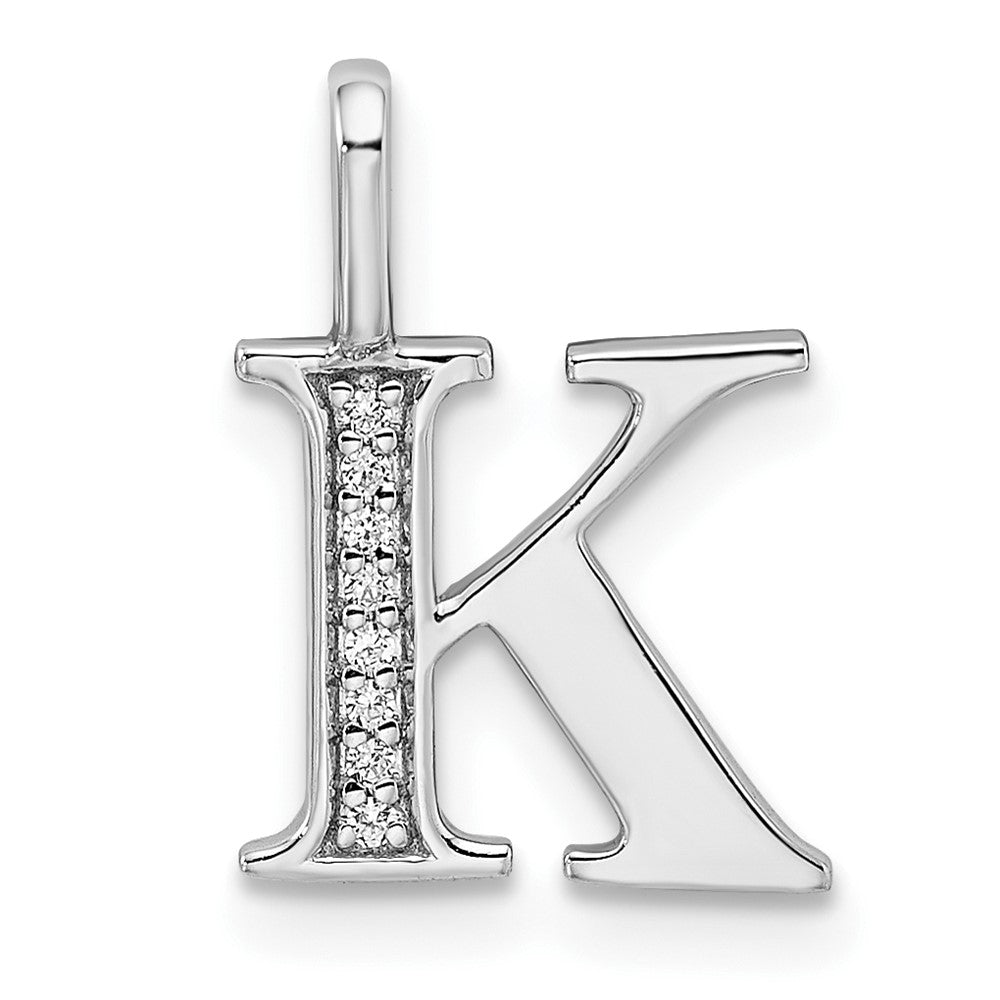 14k white gold real diamond letter k initial pendant pm8365k 003 wa