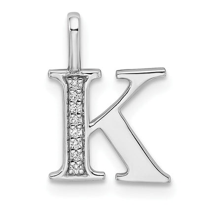 14k white gold real diamond letter k initial pendant pm8365k 003 wa