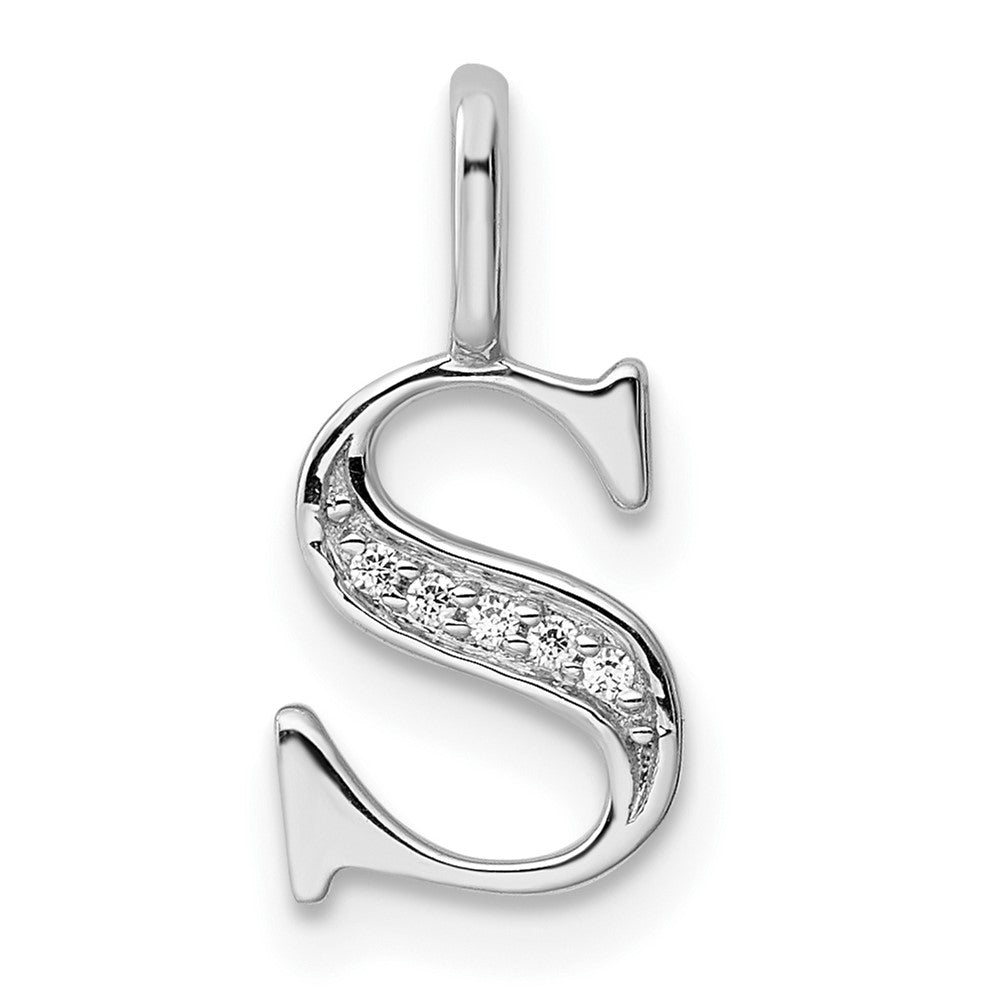 14k white gold real diamond letter s initial pendant pm8365s 002 wa