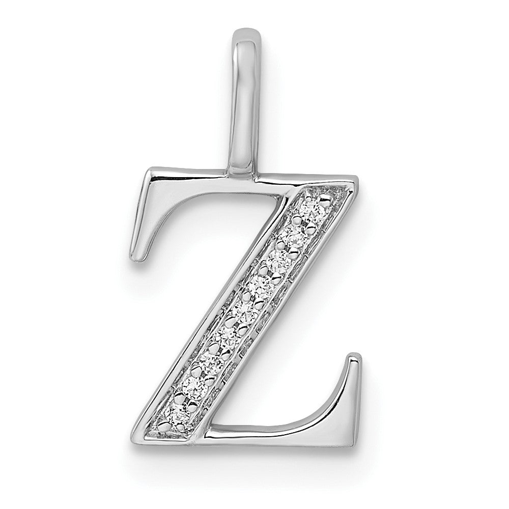 14k white gold real diamond letter z initial pendant pm8365z 004 wa