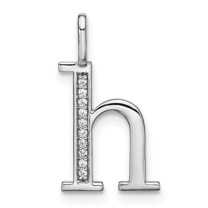 14k white gold real diamond lower case letter h initial pendant pm8366h 004 wa