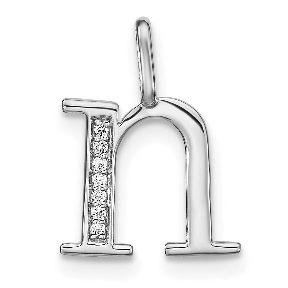 14k white gold real diamond lower case letter n initial pendant pm8366n 002 wa