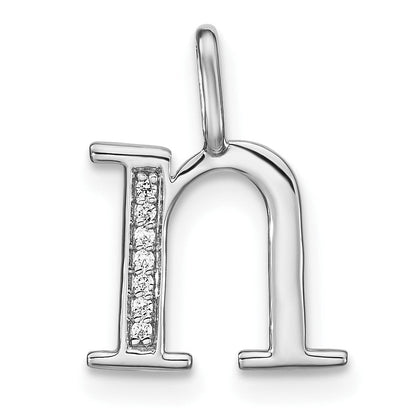 14k white gold real diamond lower case letter n initial pendant pm8366n 002 wa