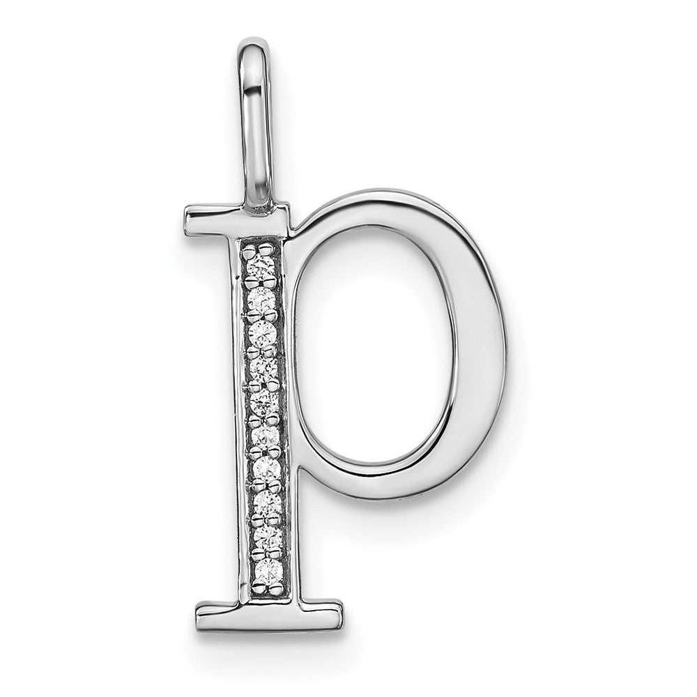 14k white gold real diamond lower case letter p initial pendant pm8366p 004 wa