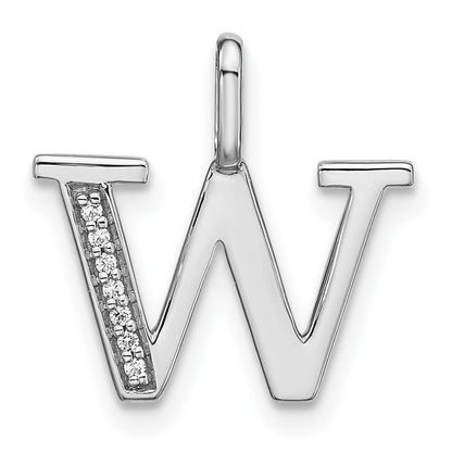 14k white gold real diamond lower case letter w initial pendant pm8366w 002 wa
