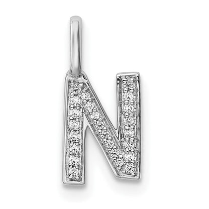 14k white gold real diamond letter n initial pendant pm8367n 008 wa