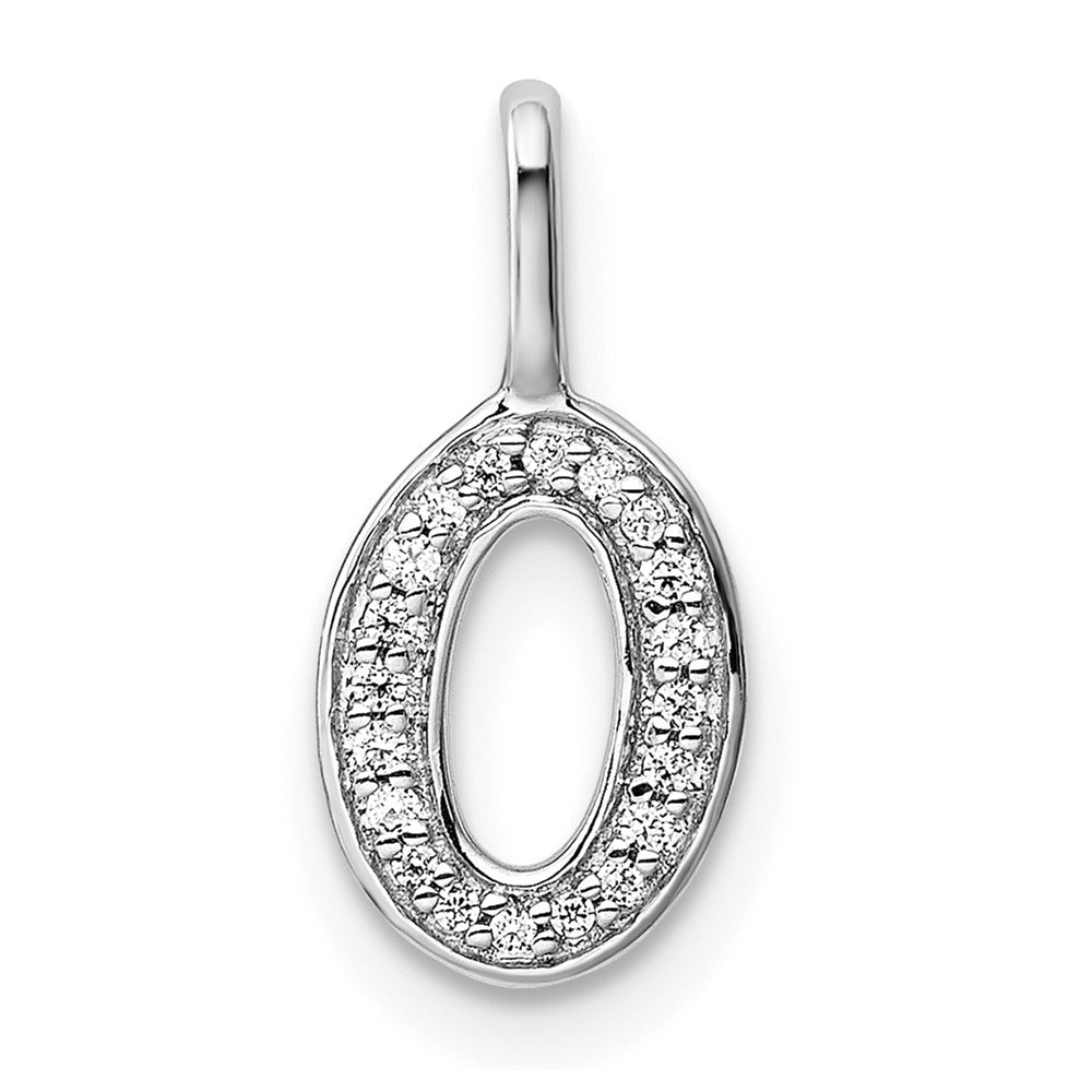 14k white gold real diamond letter o initial pendant pm8367o 006 wa