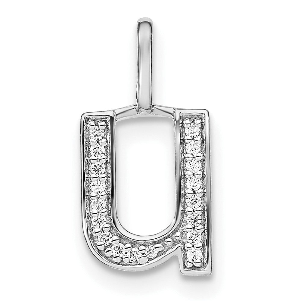 14k white gold real diamond lower case letter u initial pendant pm8368u 006 wa