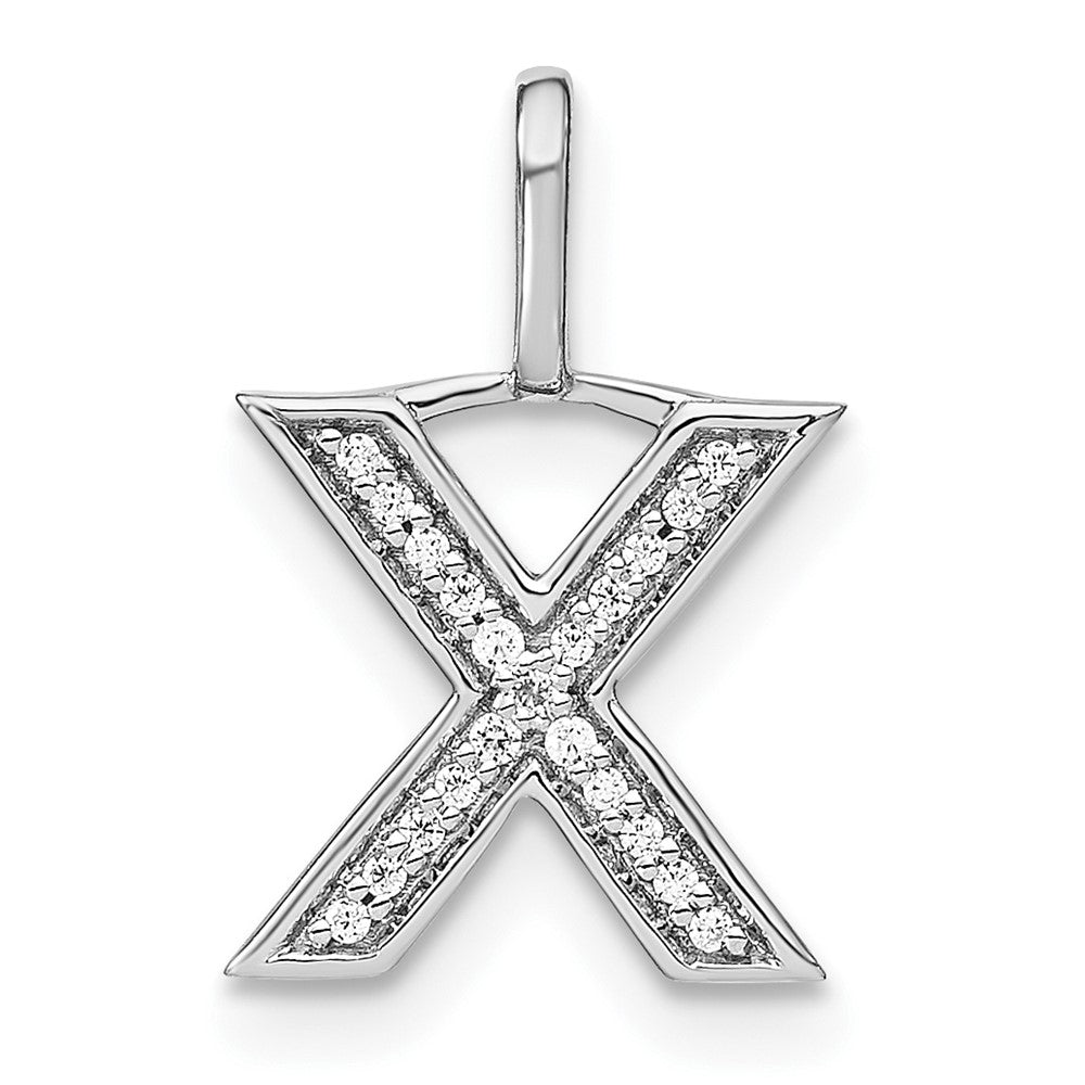 14k white gold real diamond lower case letter x initial pendant pm8368x 006 wa