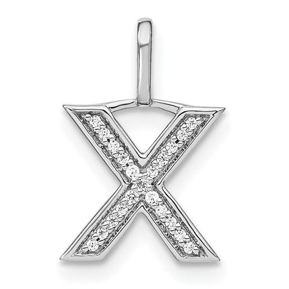 14k white gold real diamond lower case letter x initial pendant pm8368x 006 wa