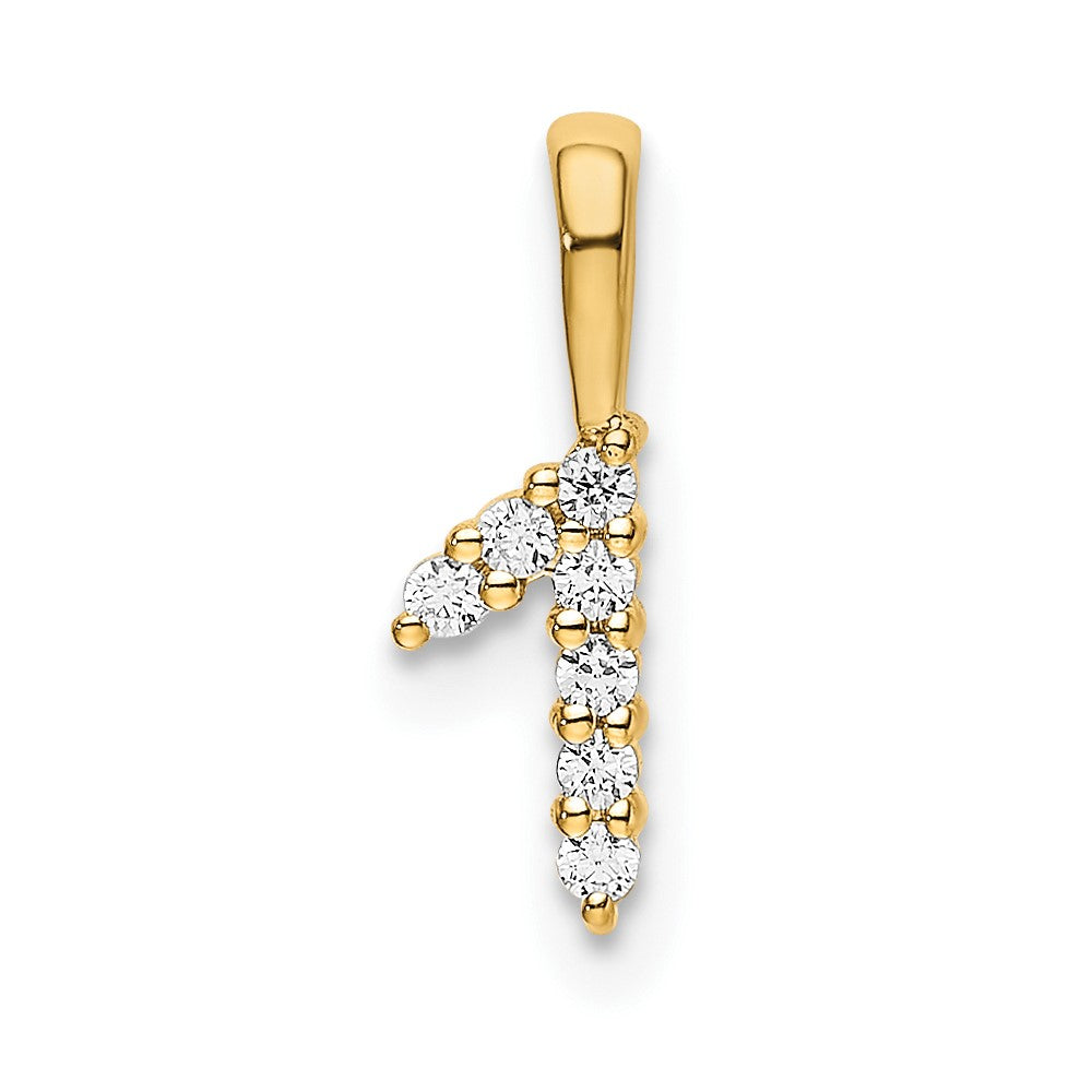 14k yellow gold real diamond number 1 pendant pm8369 1 007 ya