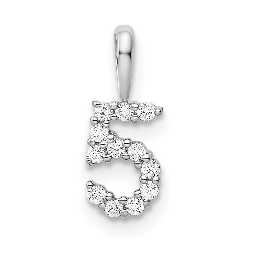 14k white gold real diamond number 5 pendant pm8369 5 012 wa