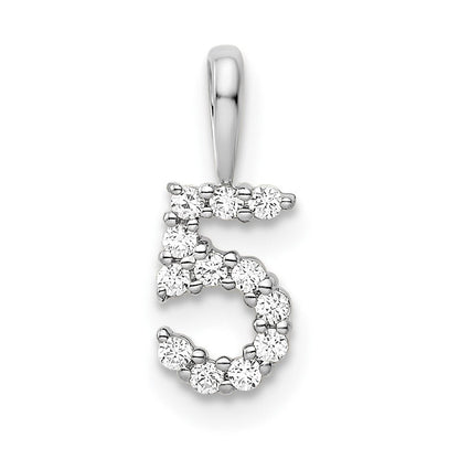 14k white gold real diamond number 5 pendant pm8369 5 012 wa