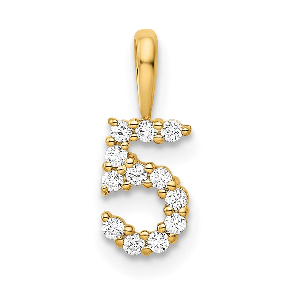 14k yellow gold real diamond number 5 pendant pm8369 5 012 ya