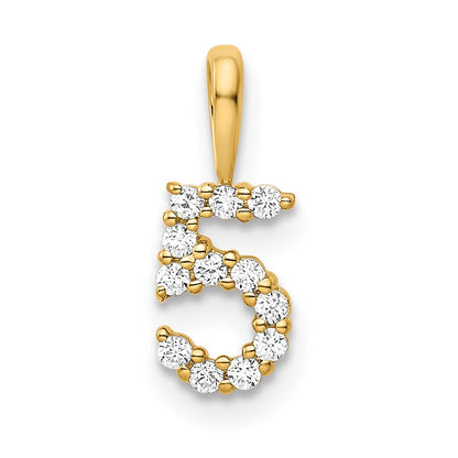 14k yellow gold real diamond number 5 pendant pm8369 5 012 ya